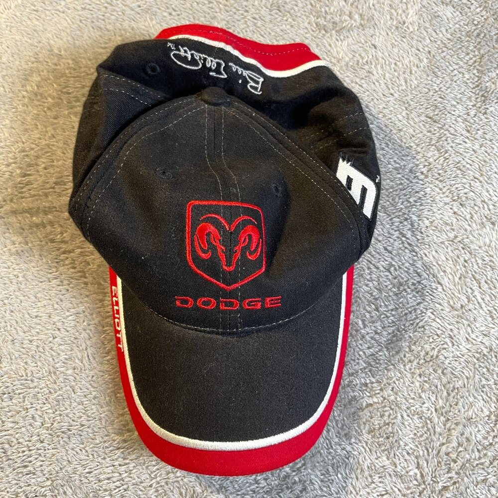 Vtg Chase Authentics Bill Elliott 9 Nascar Strapback Red Black Driving Cap‎ Hat